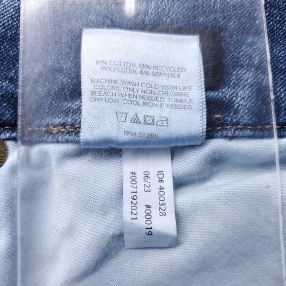 Express Jeans Women L Long (12/14/16) Blue Skyscraper Mid Rise Stretch Slit Hem - Picture 12 of 12